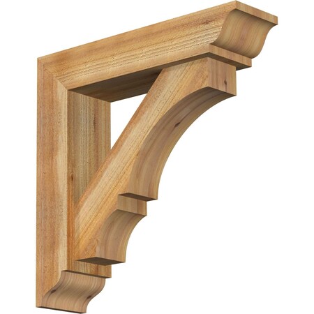 Ekena Millwork Balboa Traditional Rough Sawn Bracket w/ Offset Brace, Western Red Cedar, 6"W x 24"D x 24"H BKT0604X24X24BOA01RWR